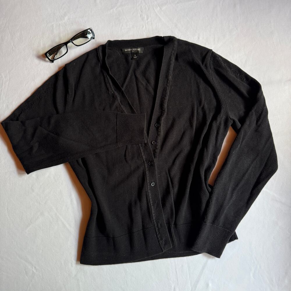 Banana Republic Black Cardigan Sweater Size Small Elevated Basic Preppy